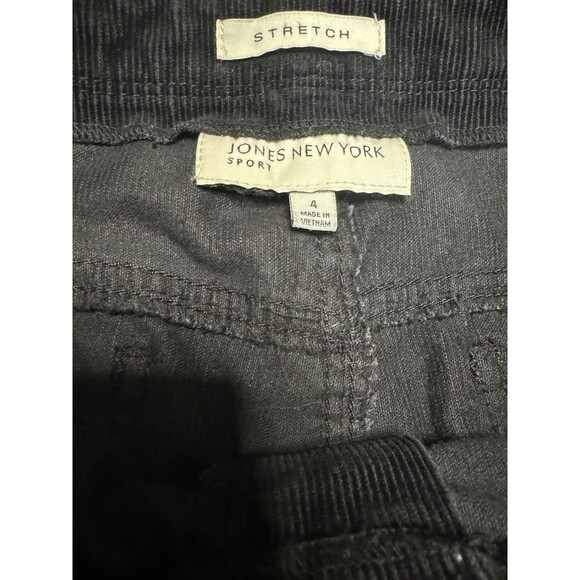 Jones New York Sport Trousers 4 Black Corduroy Stretch Mid Rise Bootcut Classic - Picture 9 of 9